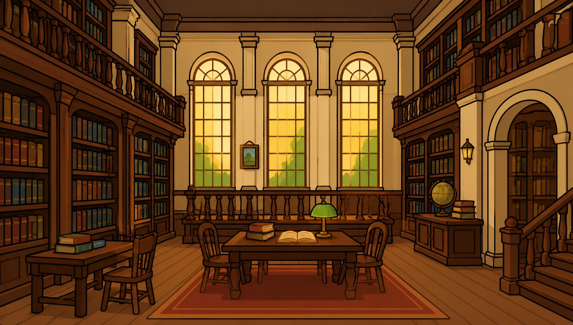 Interior de la biblioteca del nivel 3
